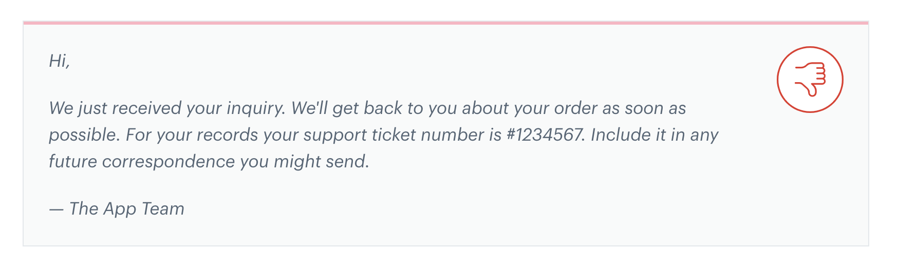 Example of bad customer support email