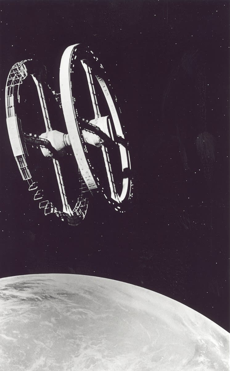 The classic space station image from the movie 2001: A Space Odyssey
