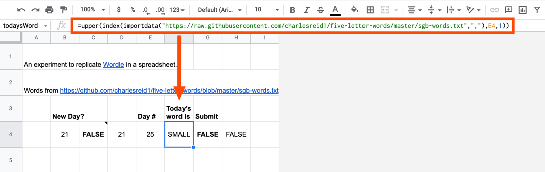 A screenshot of the formula entered in cell F4