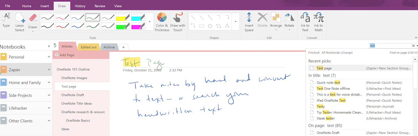 microsoft onenote convert handwriting to text review