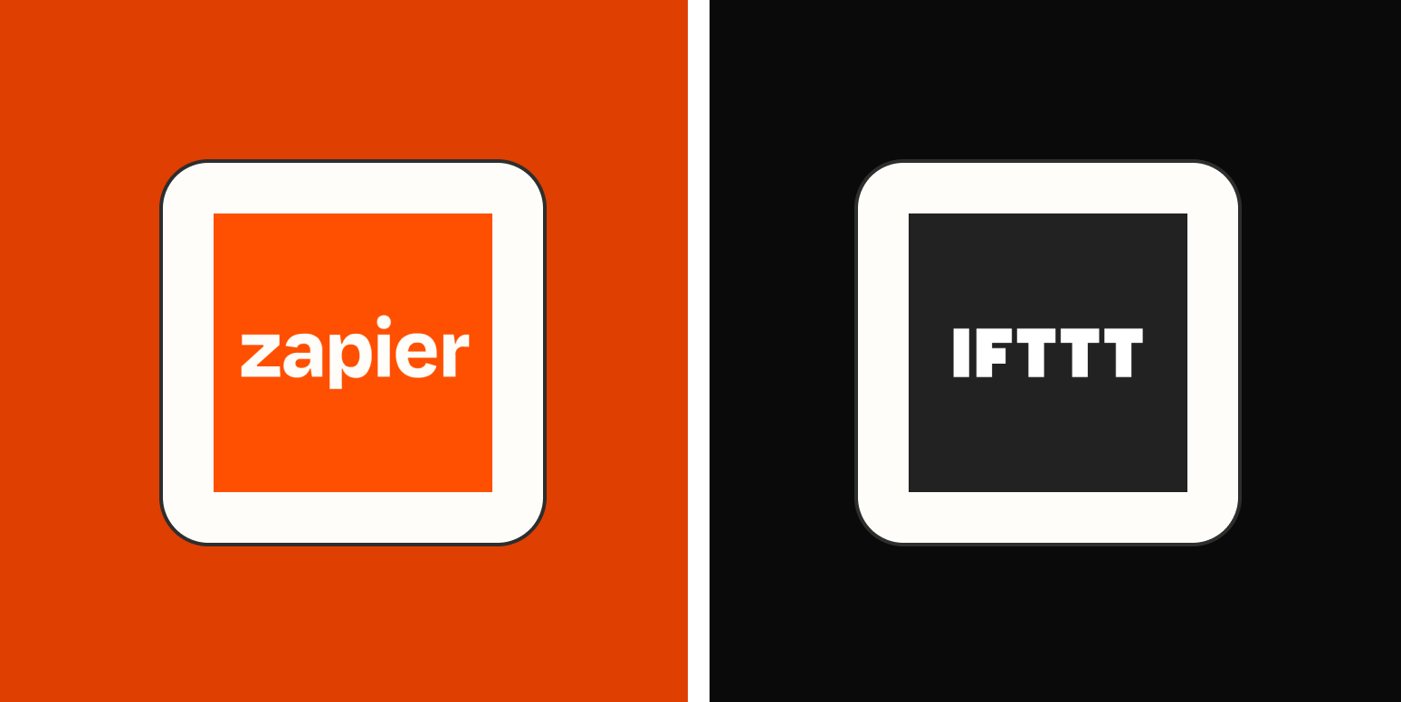 Hero image with the logos of Zapier and IFTTT
