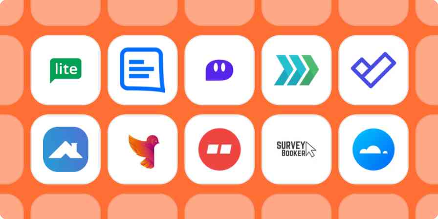 Zapier new apps logos on an orange background