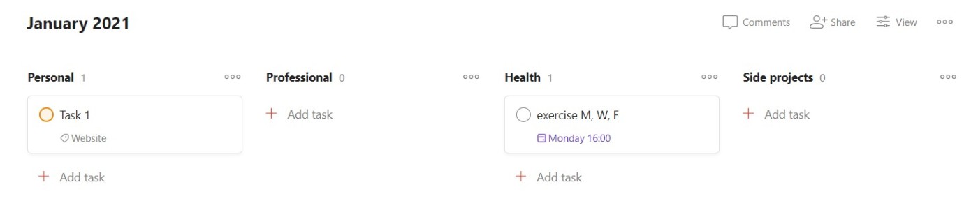Adding sections to projects in Todoist