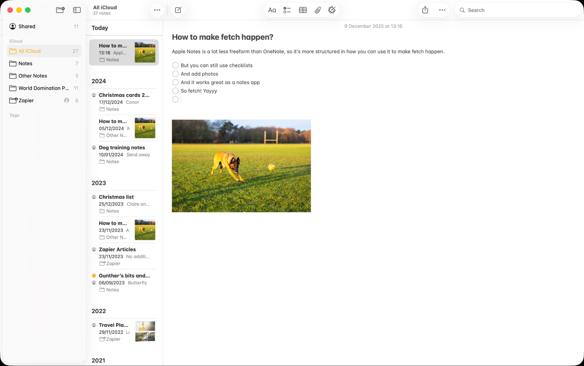 Apple Notes, our pick for the best note-taking app for Apple users