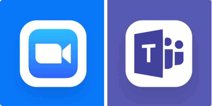 Hero image for app comparisons with the logos of Zoom and Microsoft Teams
