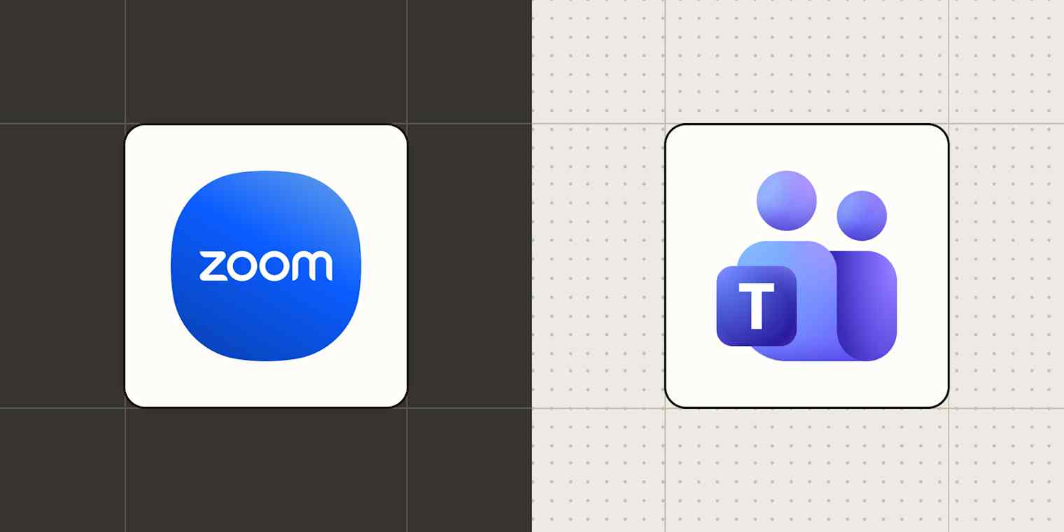 Hero image for app comparisons with the logos of Zoom and Microsoft Teams