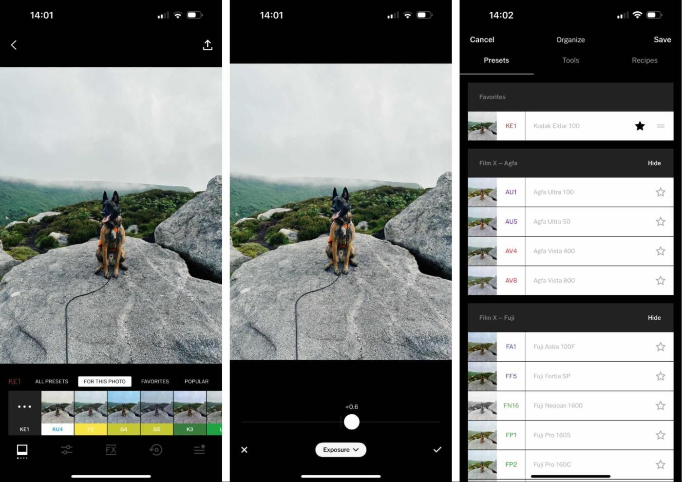 VSCO, our pick for the best filter-based photo editing app for iPhone and Android