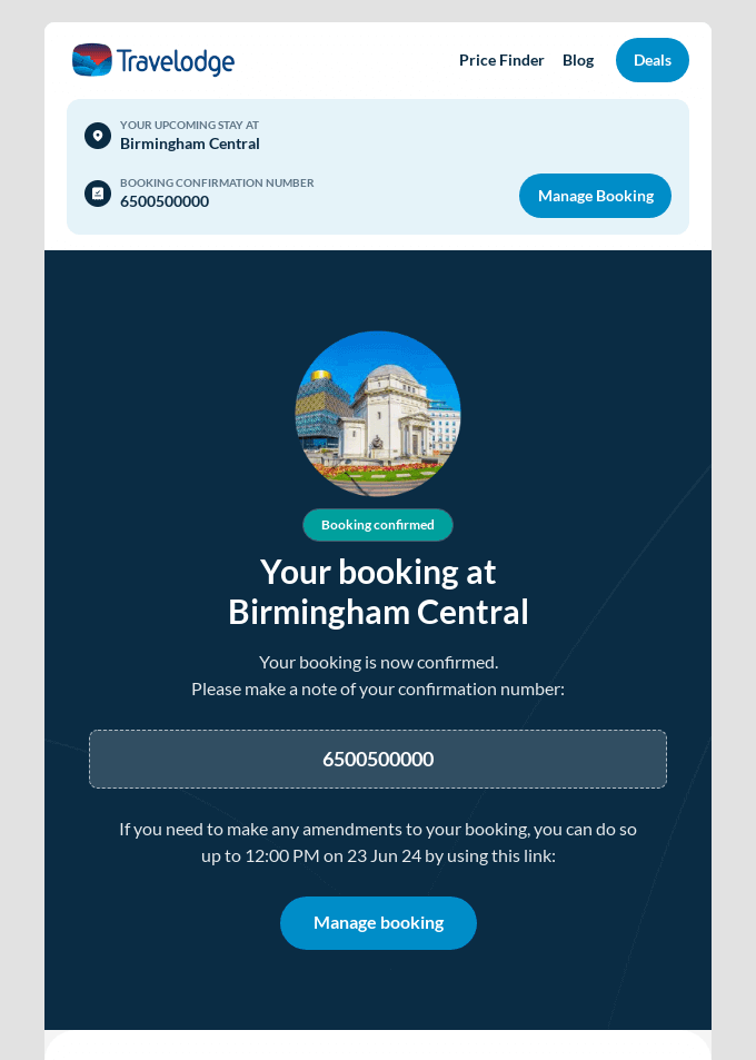 Screenshot of a booking confirmed email 