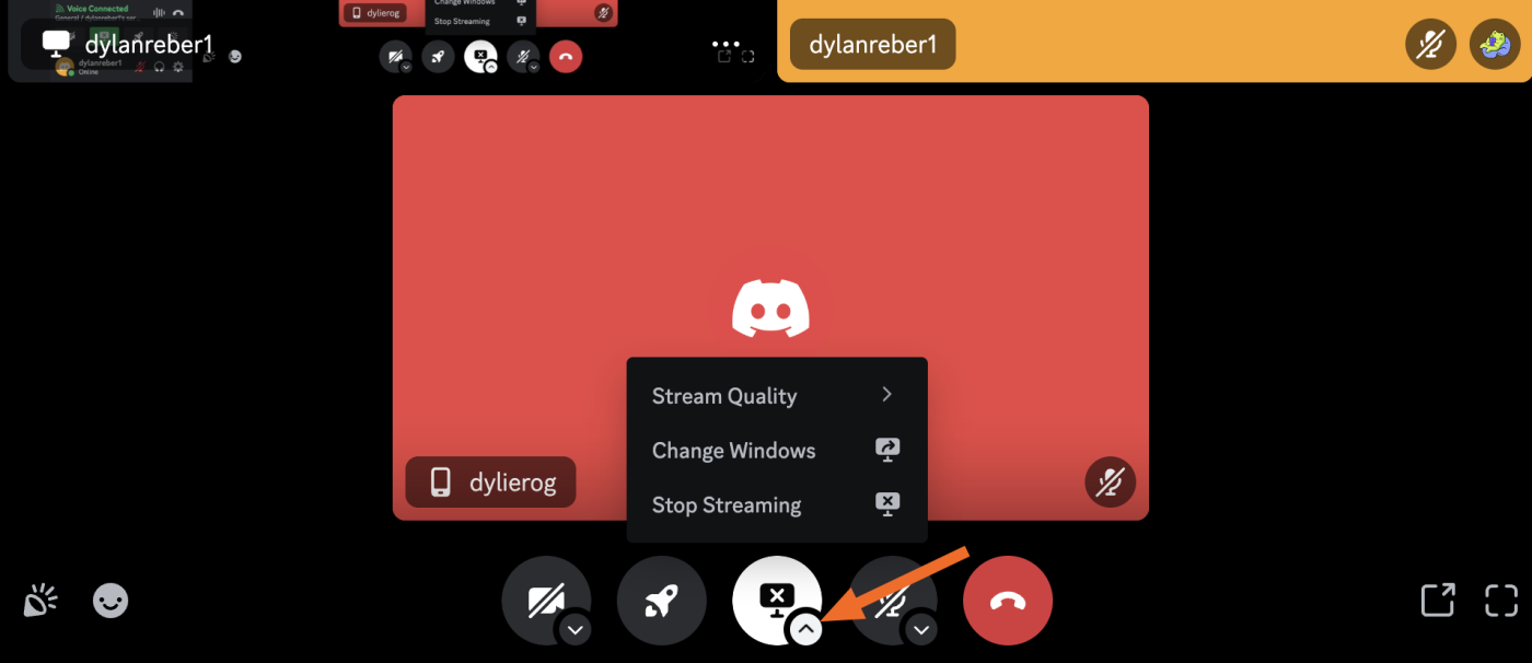 Image showing stream quality options on Discord