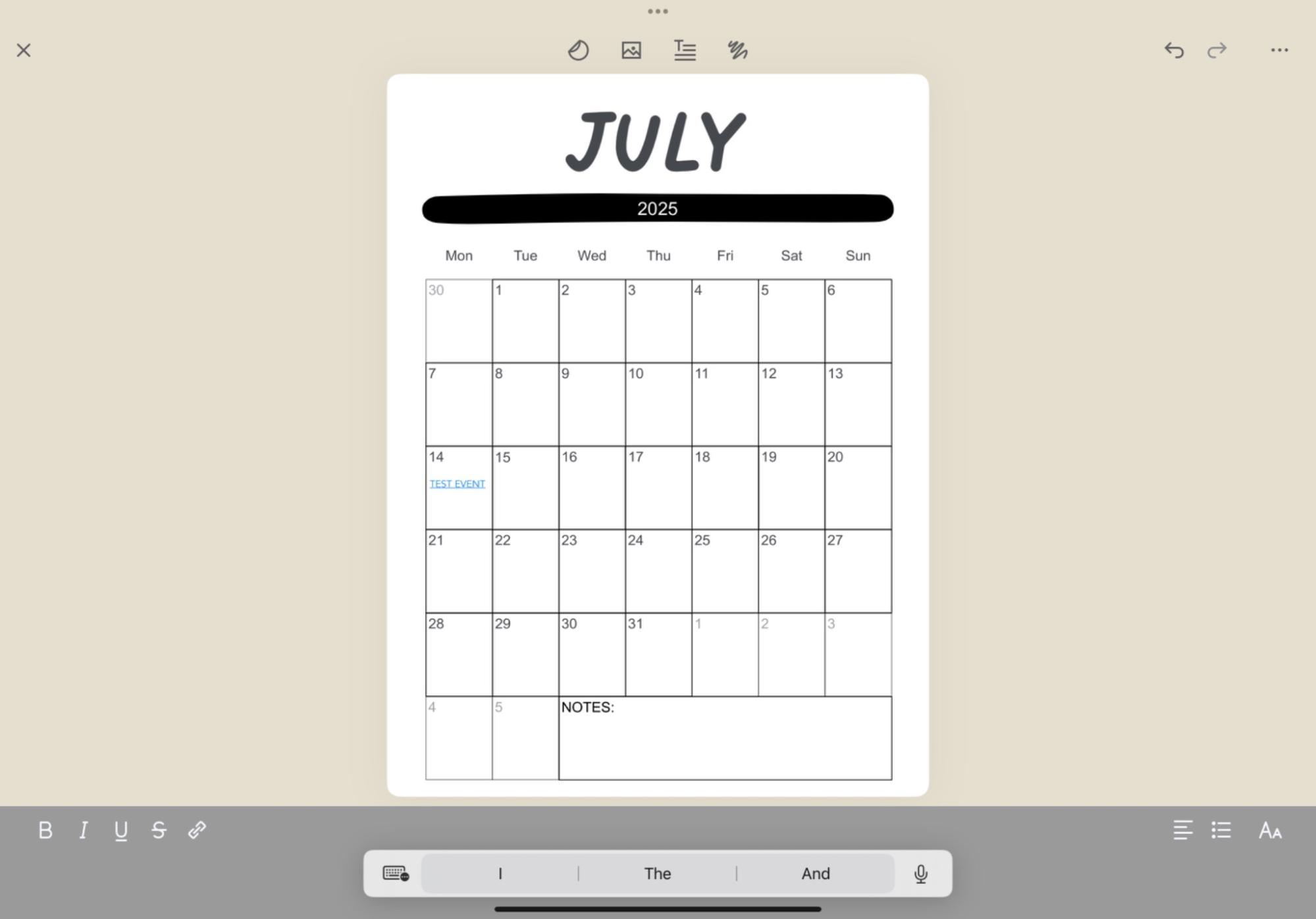 Zinnia, our pick for the best iPad note-taking app for a paper-like digital planner experience
