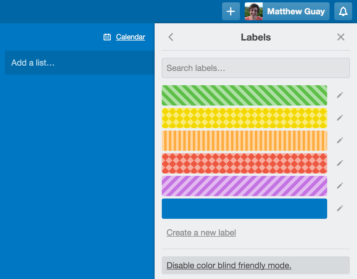 Trello color-blind mode