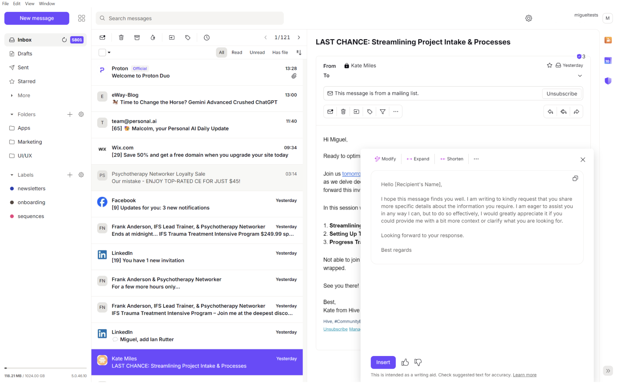 Proton Scribe, our pick for the best AI email assistant for privacy