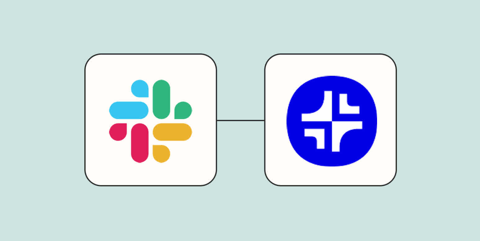 The Slack logo connected to the Plus AI logo against a light blue background