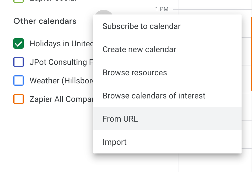 Adding iCal links from a URL in Google Calendar