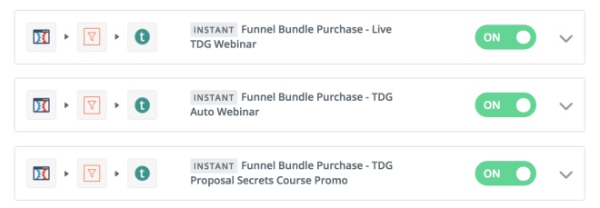 With Zapier, Julie can copy similar Zaps and only have to change the templates.