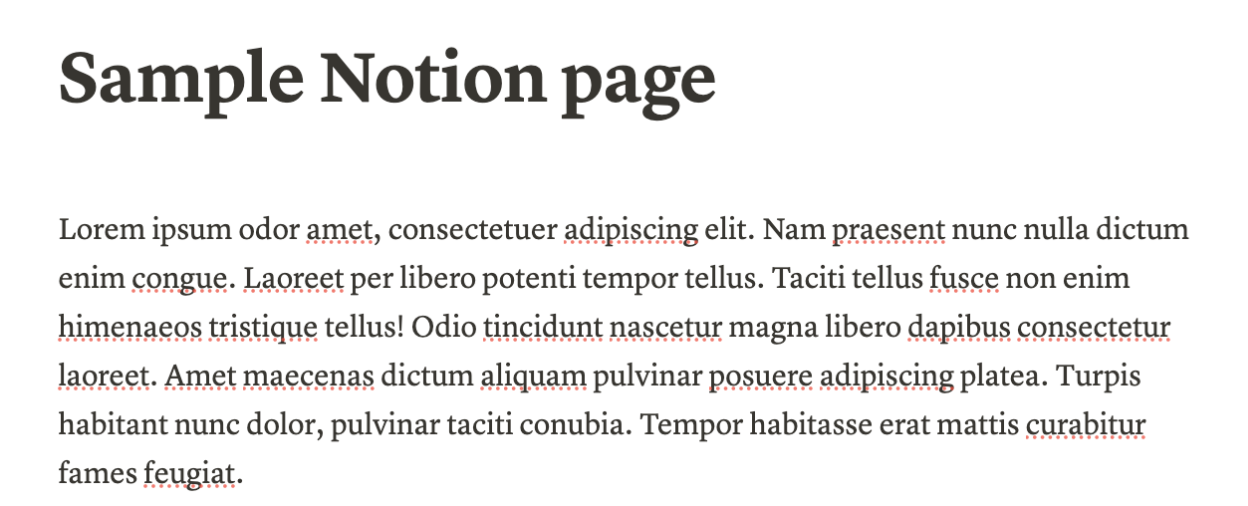 In a Notion page, header text and body text in a serif font.