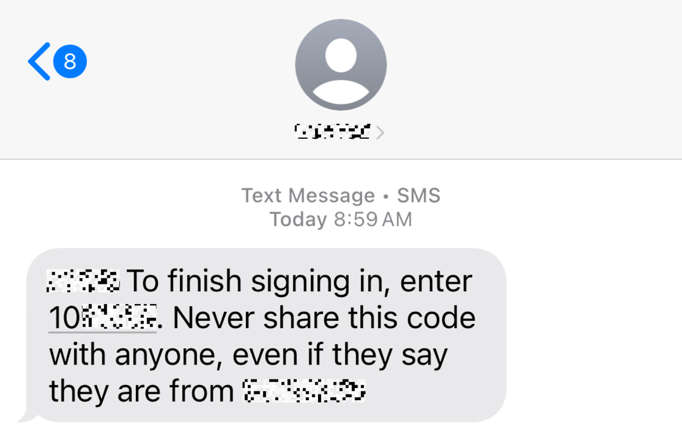 Example of SMS-based authentication.