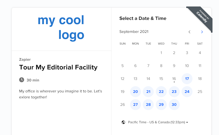 Showing the logo on the booking page in Calendly