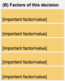 Google Sheets decision tool factors