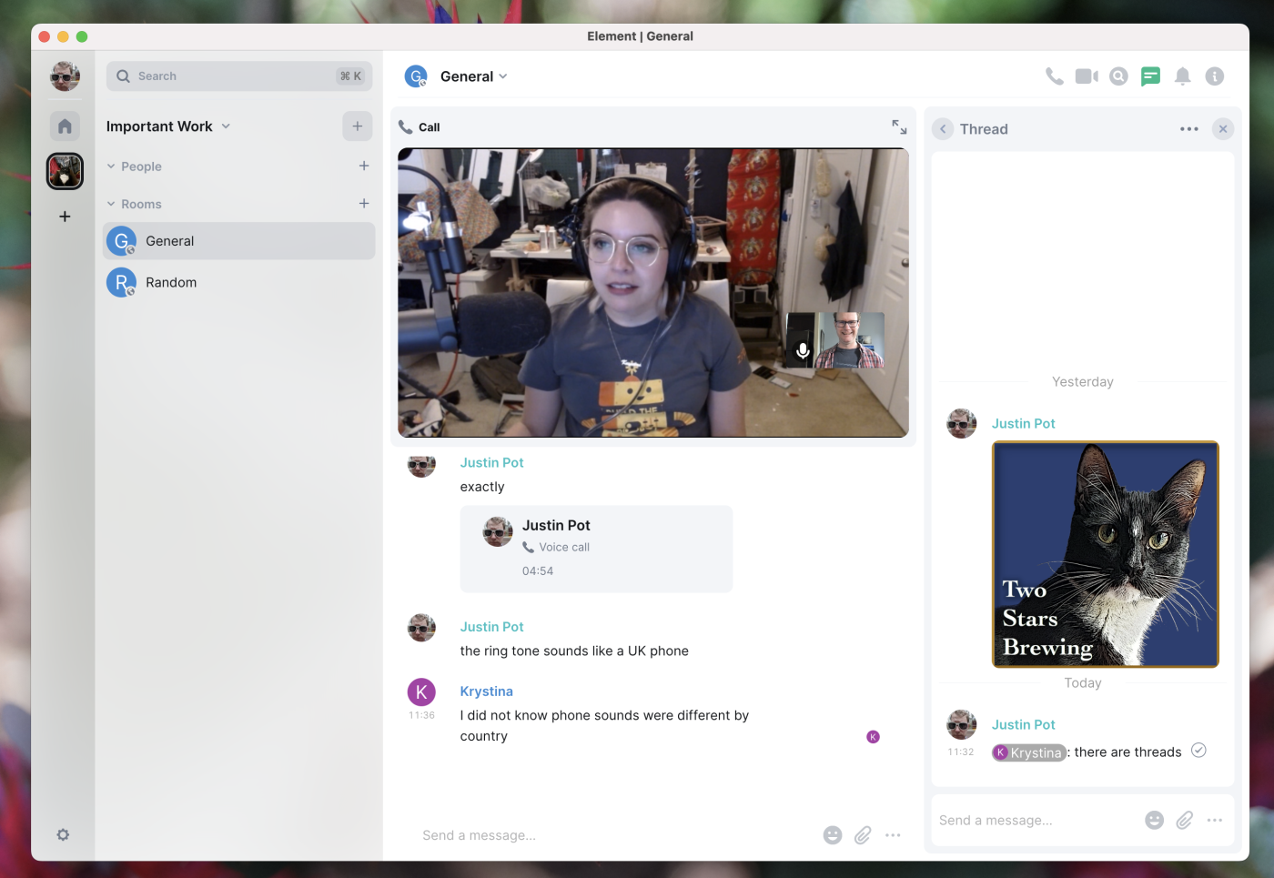 Element, our pick for the best self-hosted team chat app