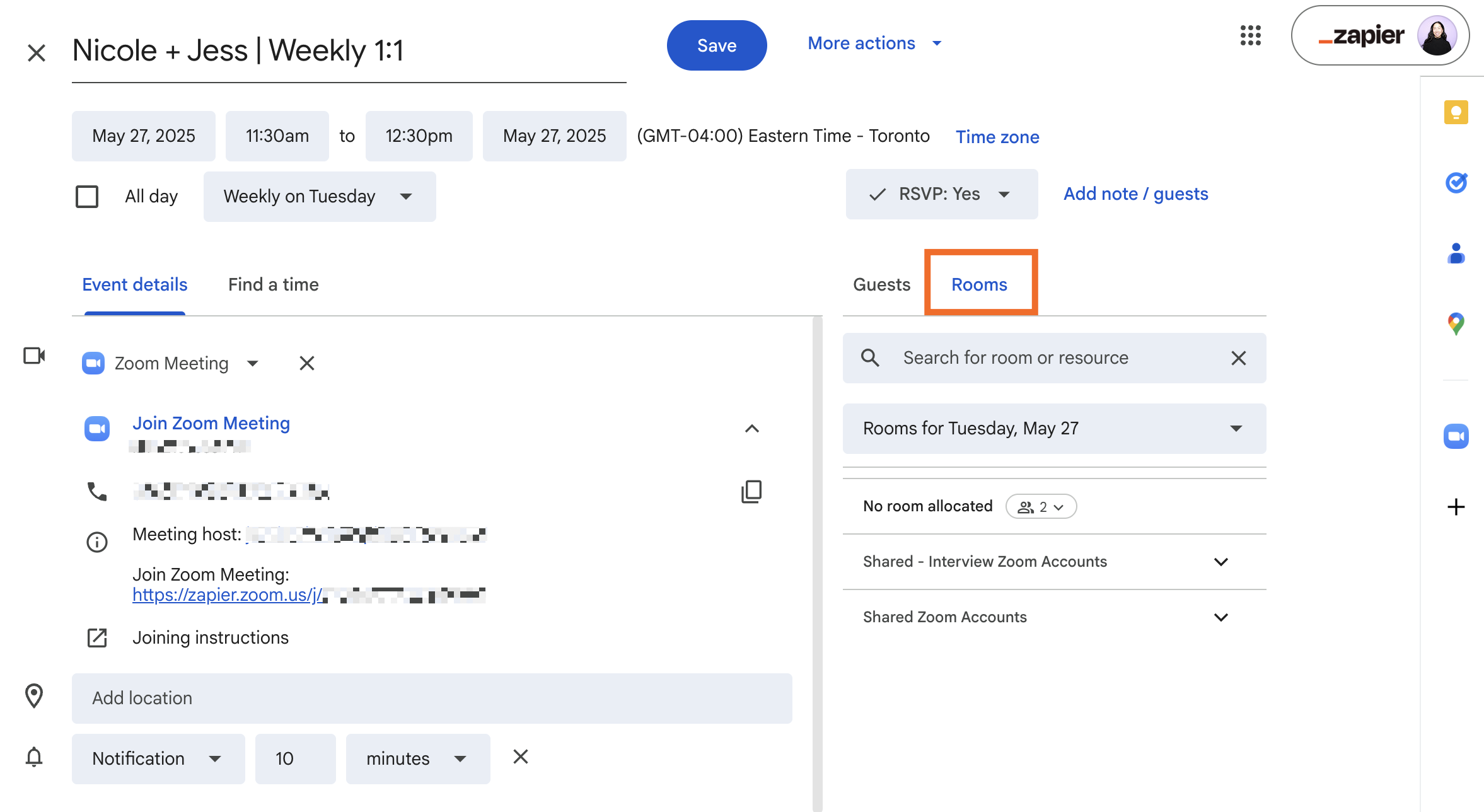 How to add rooms to a Google Calendar event.