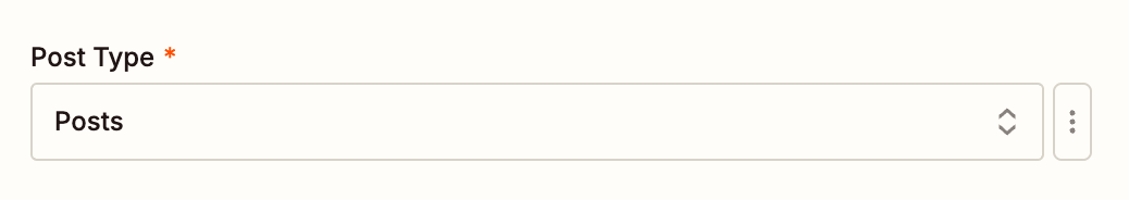 A window with a field with Post Type and "Posts" selected