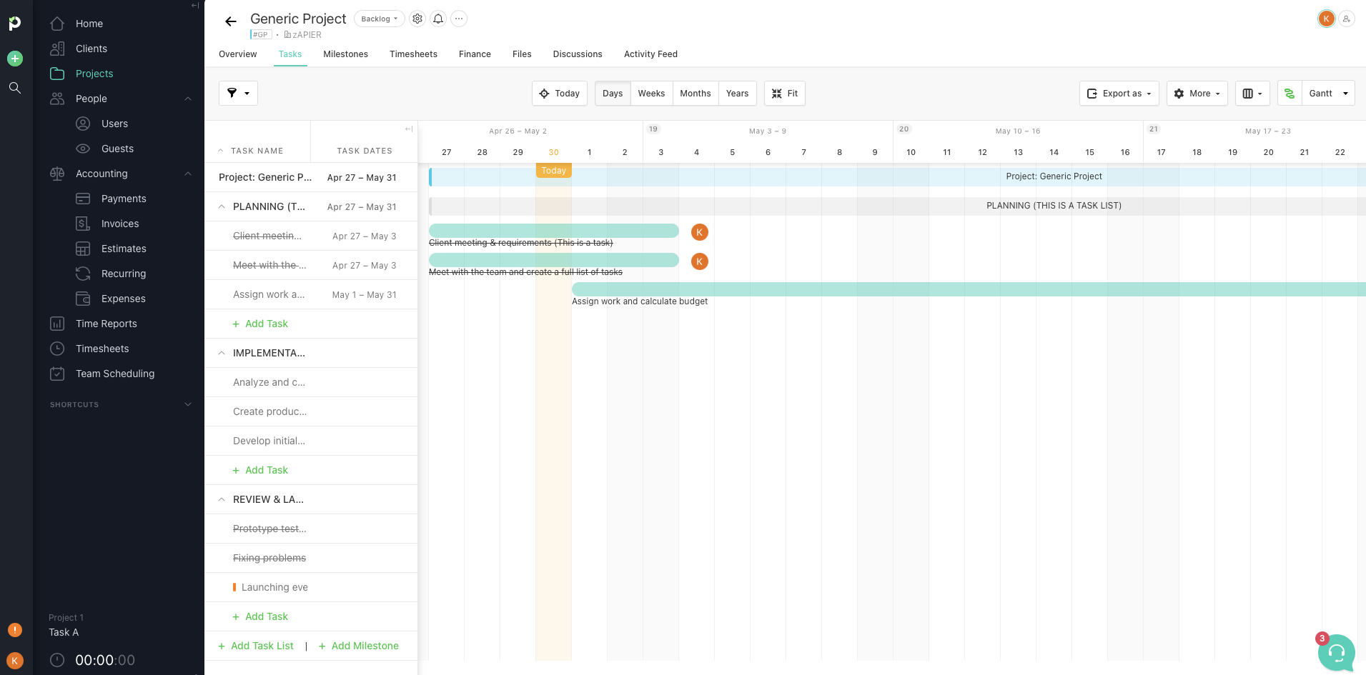 Paymo, our pick for the best project management software for managing client projects
