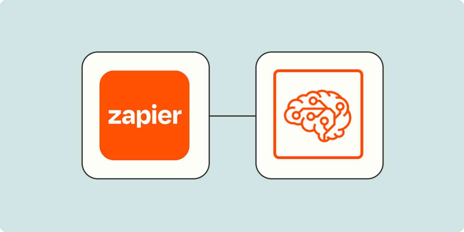 Hero image with the logo of Zapier and an icon representing AI