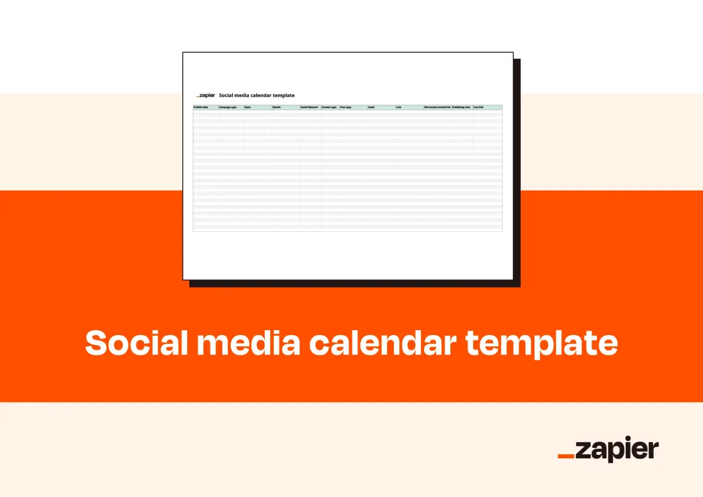 Mockup showcasing Zapier's social media calendar template