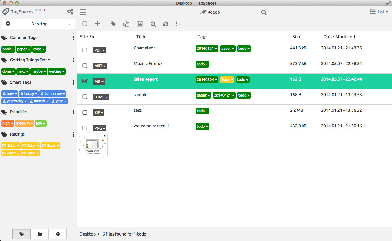 tagspaces project management import file