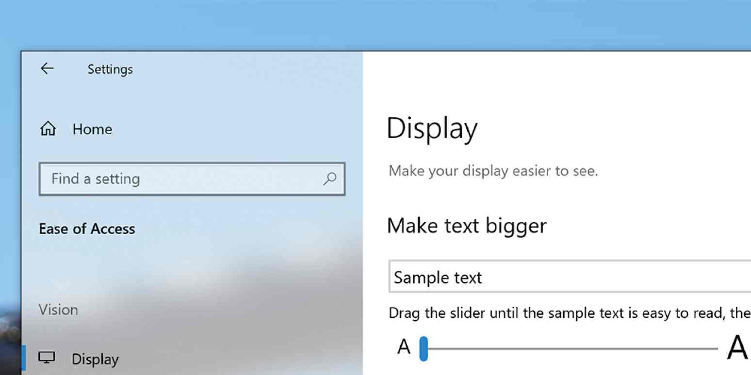 Hero image with a screenshot of accessibility features on a computer