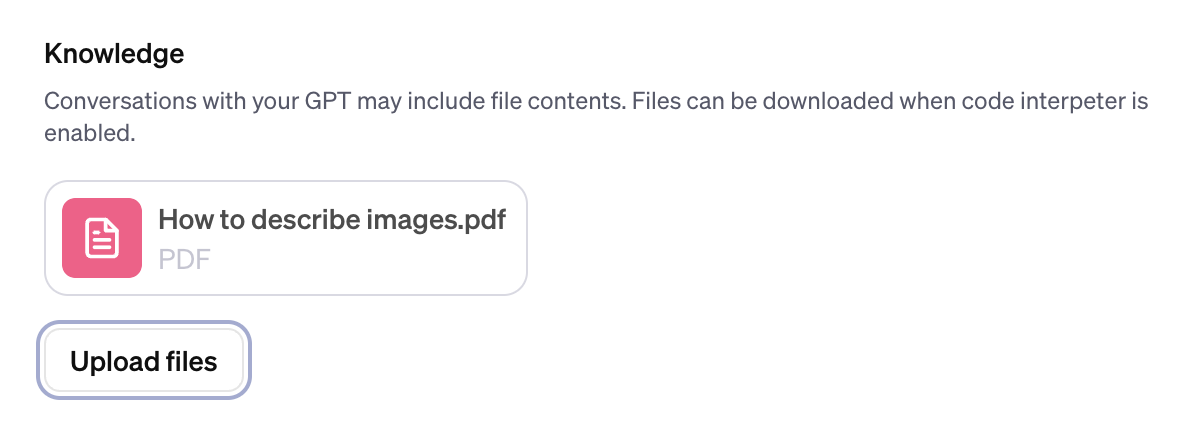 How to add knowledge sources to a custom GPT.