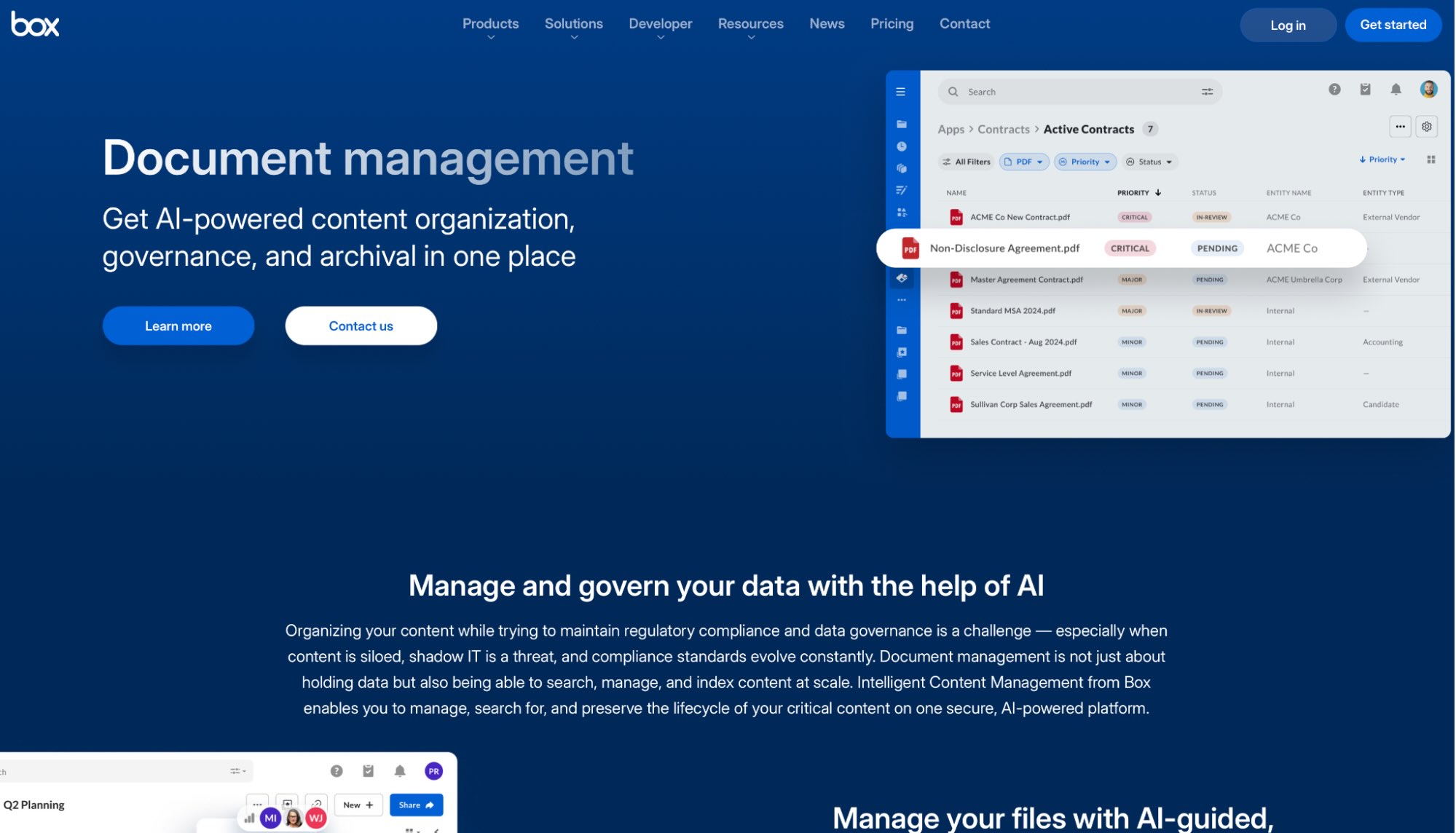 Box, document management software for integrations