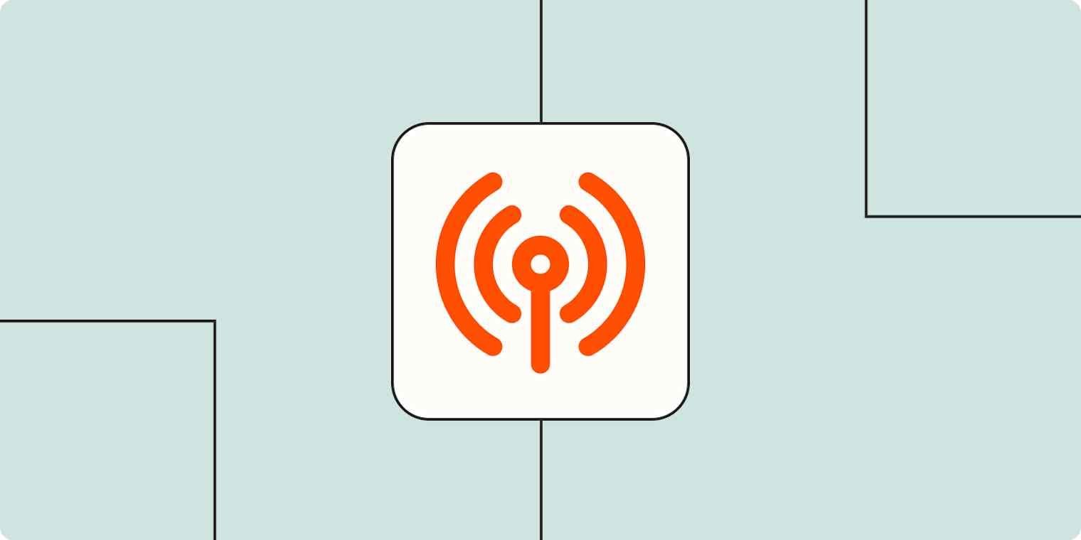 Hero image with a podcast icon