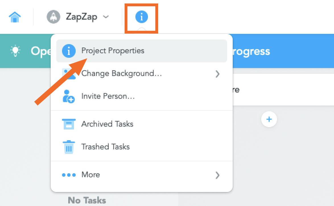 Project properties button
