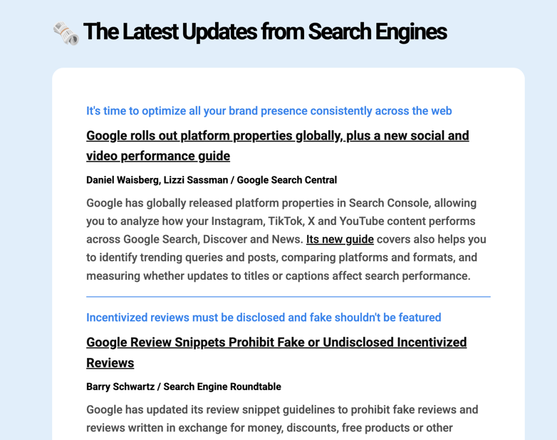 A screenshot of an issue of Aleyda Solis's newsletter, SEOFOMO