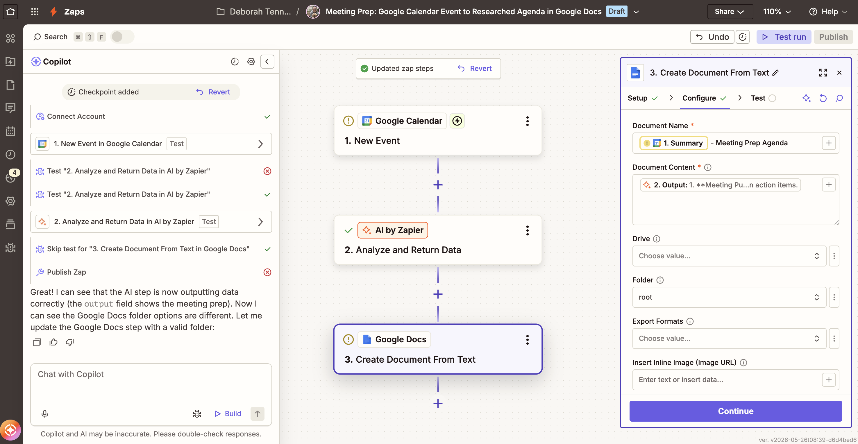 Using Copilot in the Zapier editor