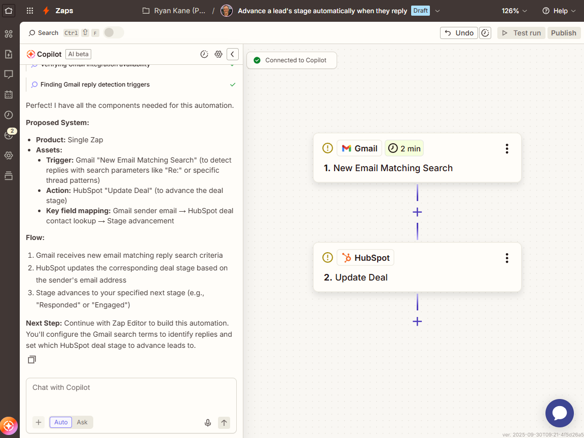 Using Copilot in the Zapier editor