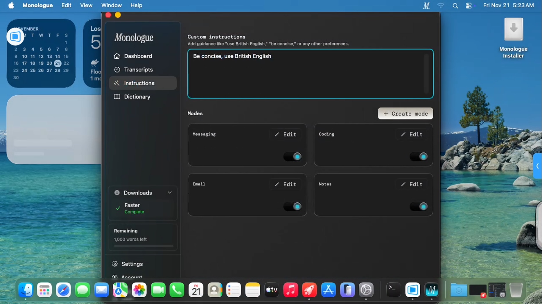 Monologue, our pick for the best dictation app for context-aware AI dictation