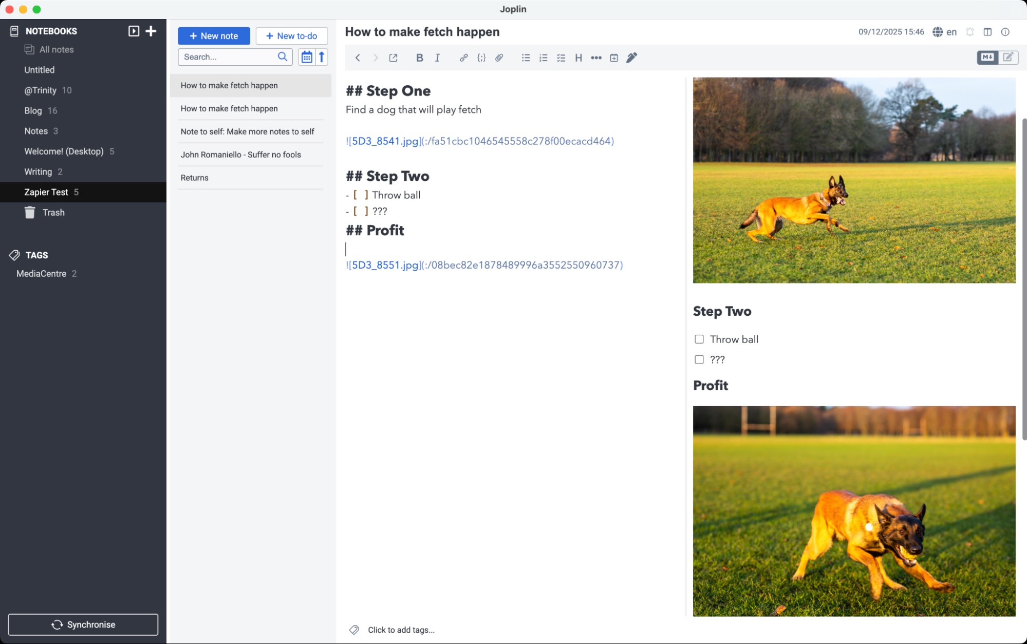 Joplin, our pick for the best alternative to Evernote