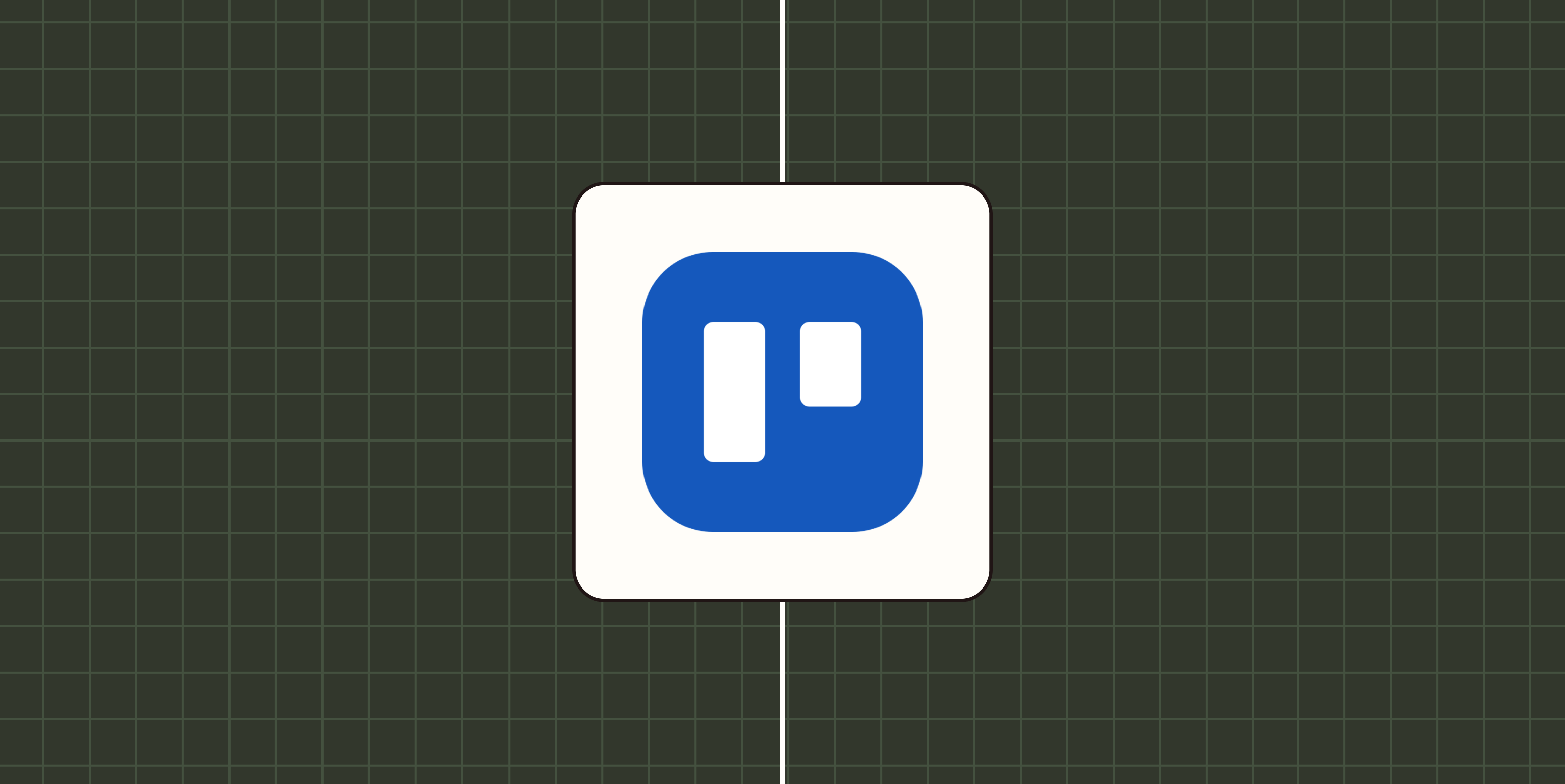Trello app logo against a checkered green background. 