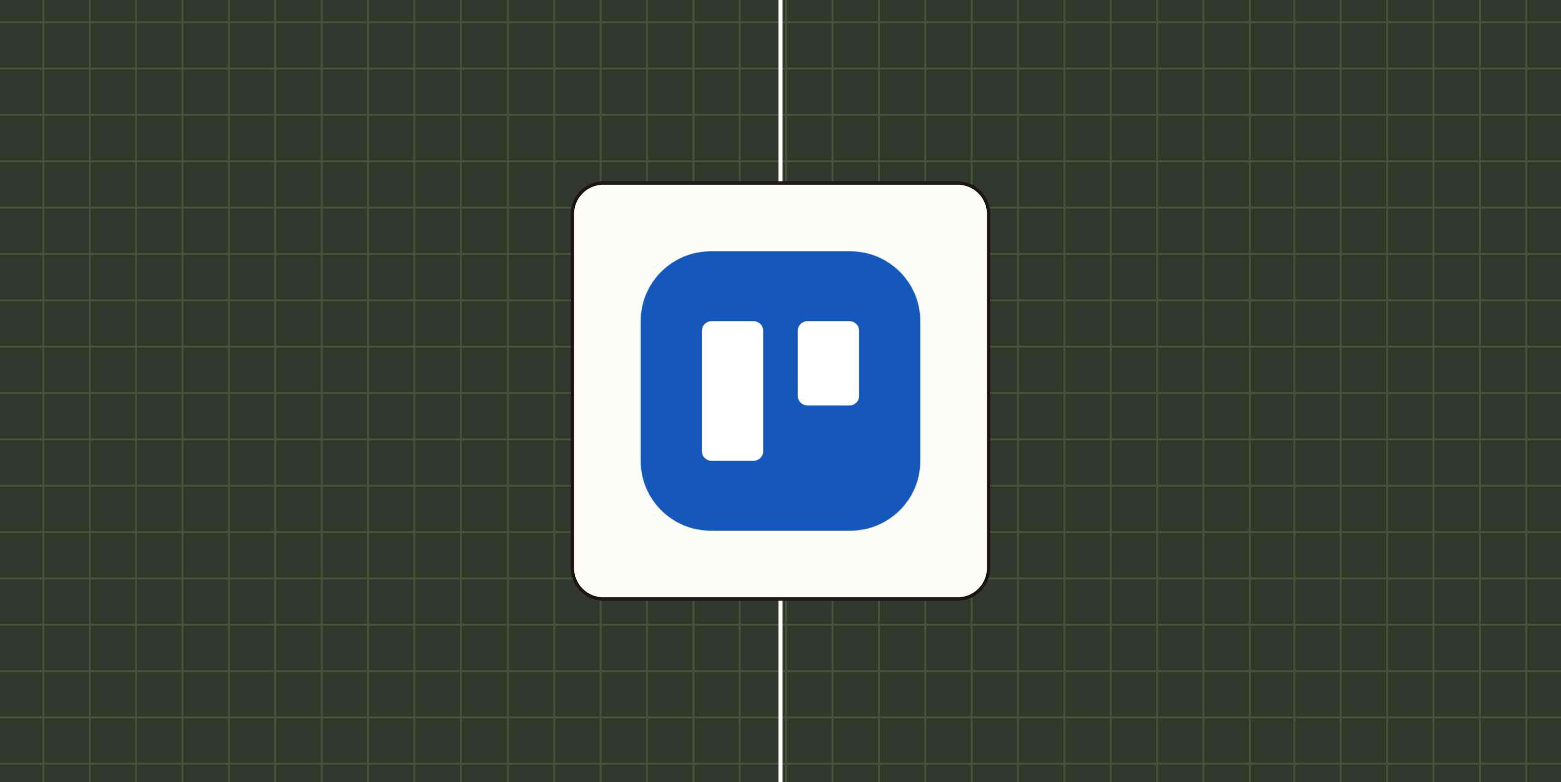 Trello app logo against a checkered green background. 