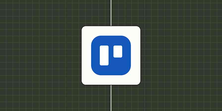 Trello app logo against a checkered green background.