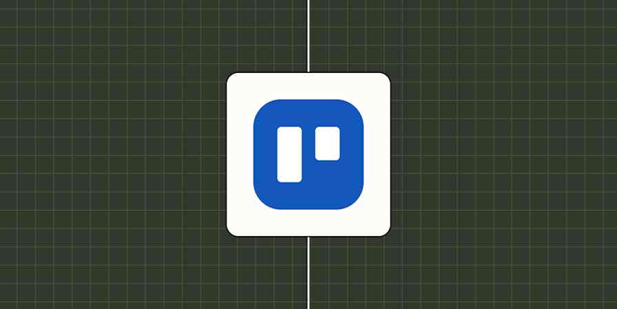 Trello app logo against a checkered green background. 