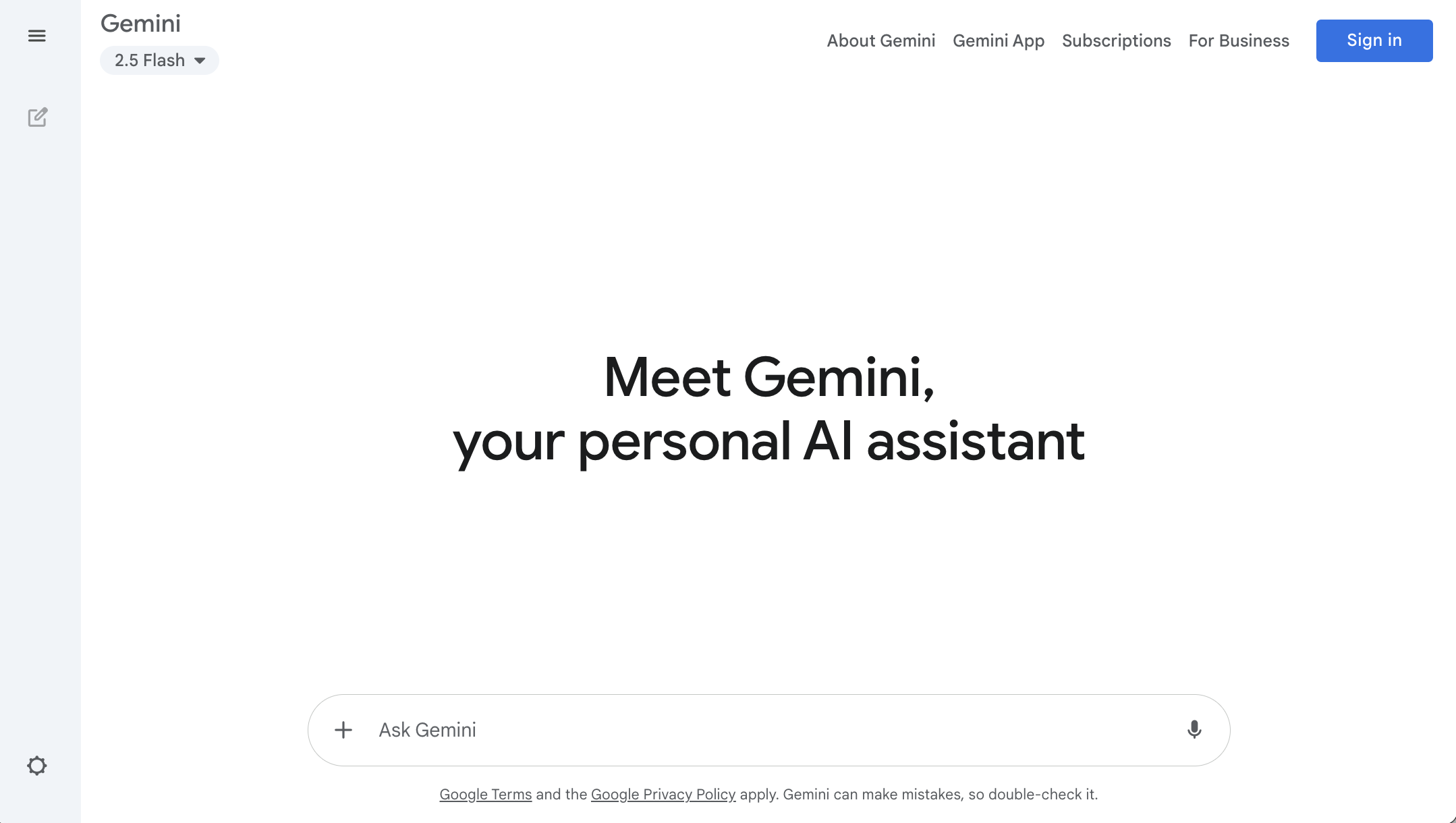 Gemini sign in page. 