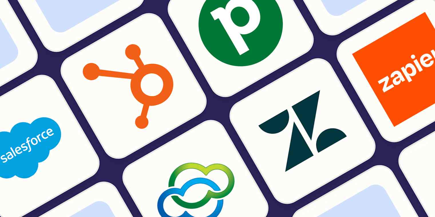 Hero image with the logos of the best AI CRMs