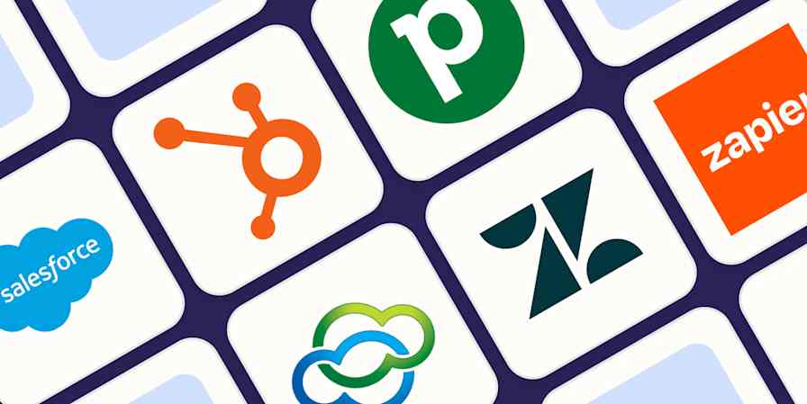 Hero image with the logos of the best AI CRMs