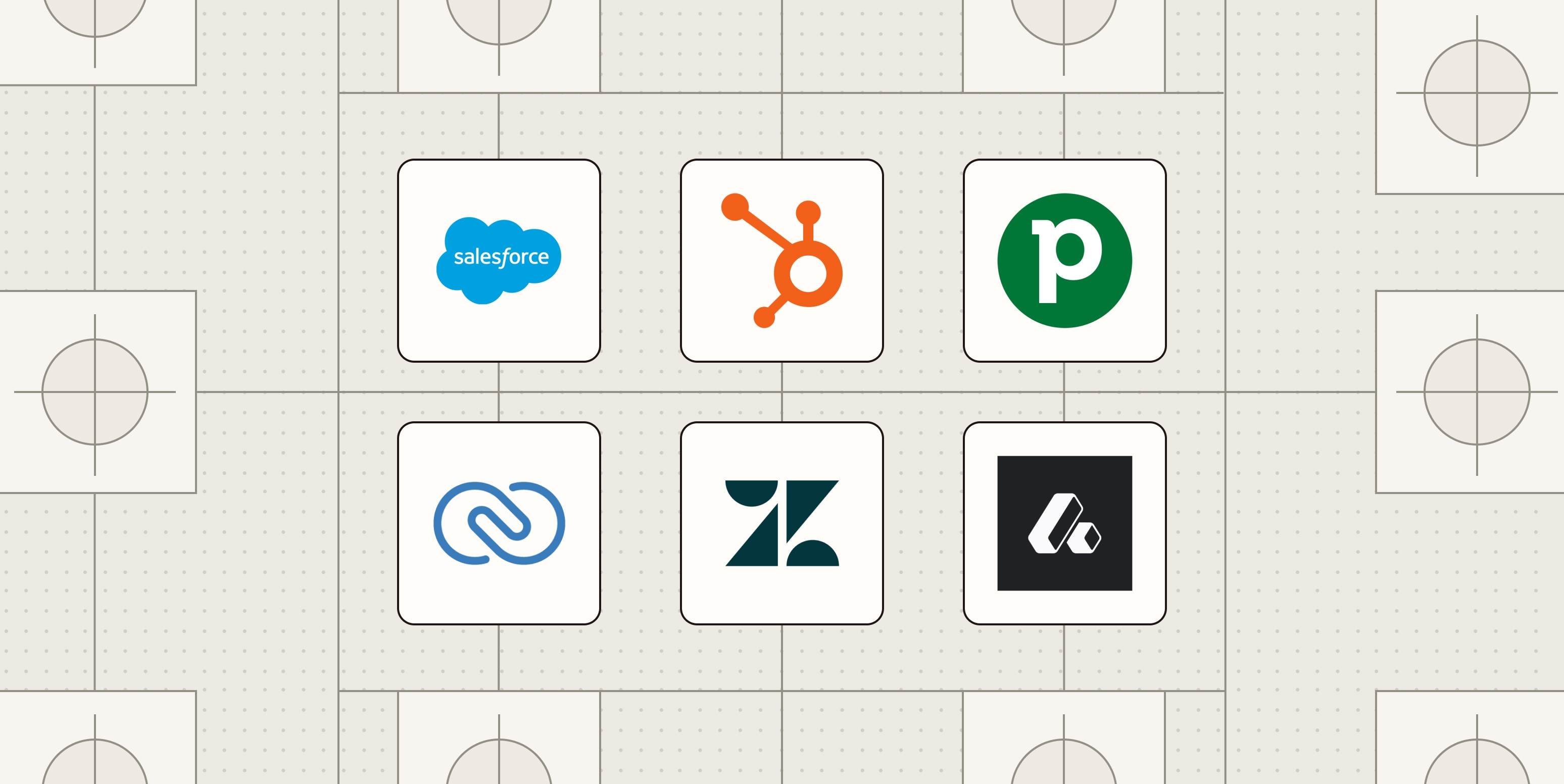 Hero image with the logos of the best AI CRMs