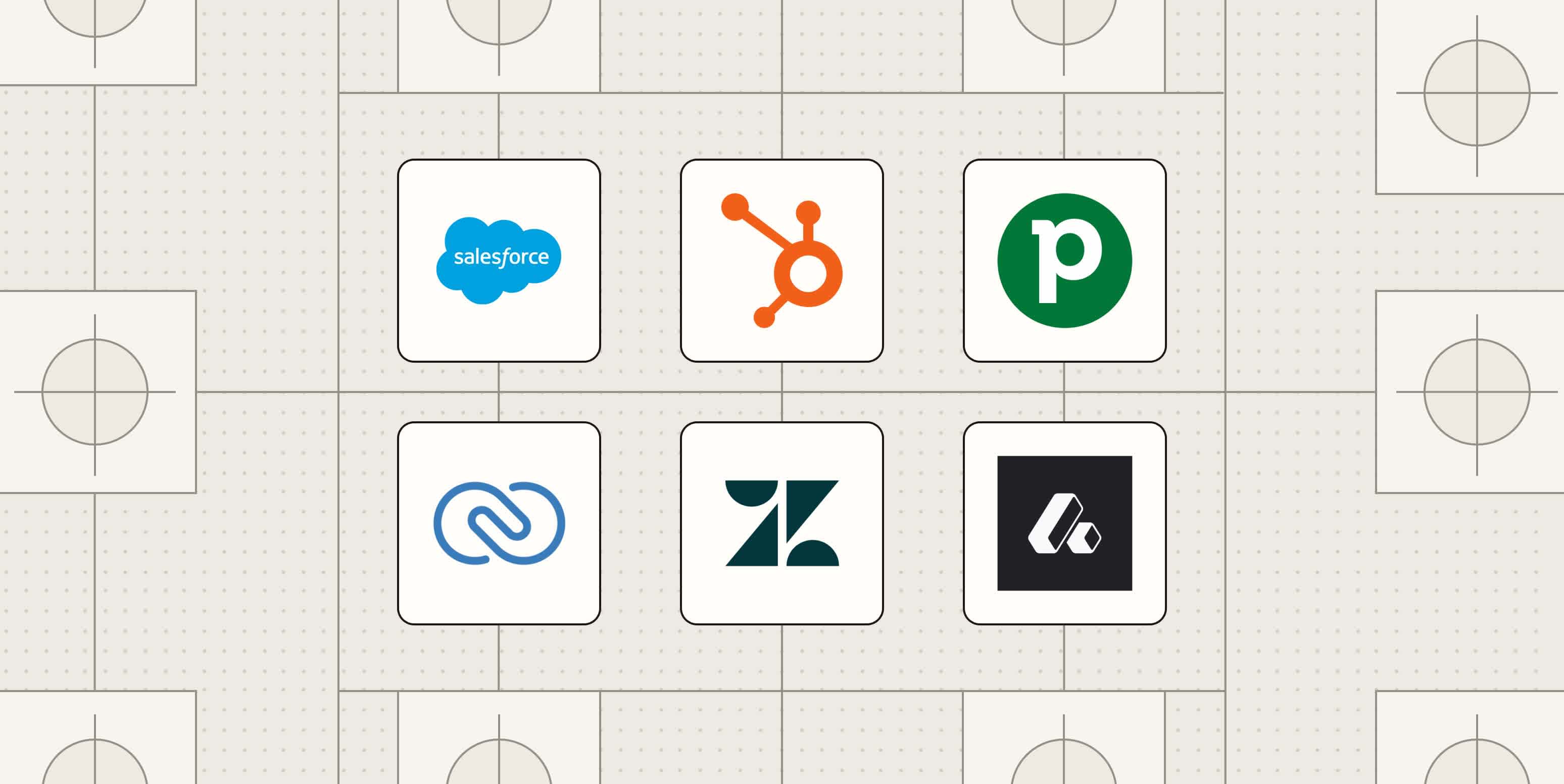 Hero image with the logos of the best AI CRMs
