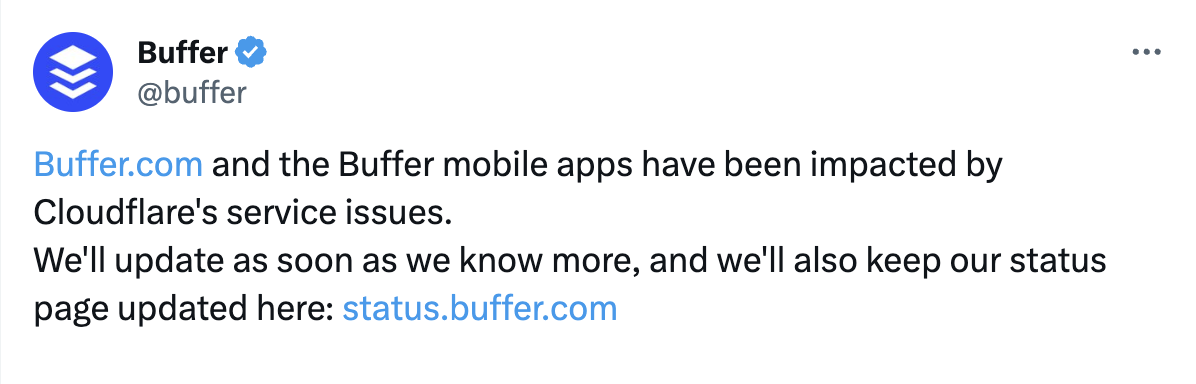 Buffer's downtime notice on X